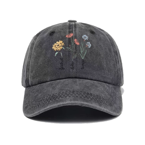 Gorra De Béisbol De Algodón Lavado Vintage Con Bordado Floral Ala Curva Ajustable Gorra Dad Para Mujeres Y Hombres