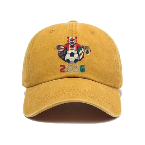 Gorra De Béisbol Algodón Lavado Vintage Fútbol 2026 Estampado Retro Ajustable Dad Hat Protección Solar Exterior Unisex