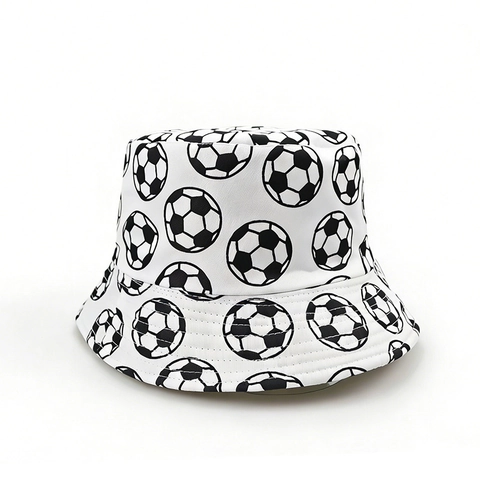 Vissershoed Voetbal Print Polyester Patroon Opvouwbaar Ademend Zonbescherming Outdoor Sporten Unisex
