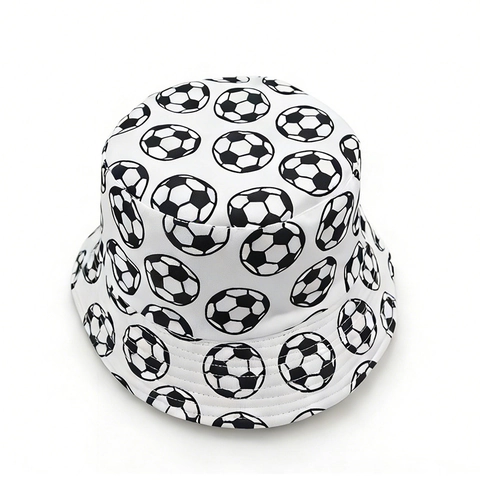 Vissershoed Voetbal Print Polyester Patroon Opvouwbaar Ademend Zonbescherming Outdoor Sporten Unisex