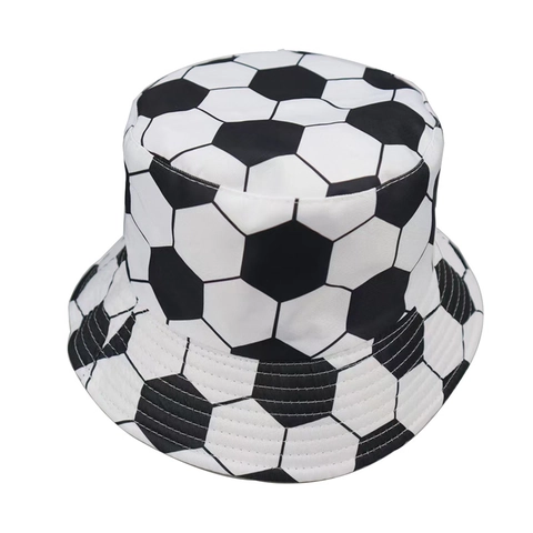 Vissershoed Met Voetbalpatroon Polyester Zwart Wit Zeshoek Sport Zonnescherm Casual Mode Pet