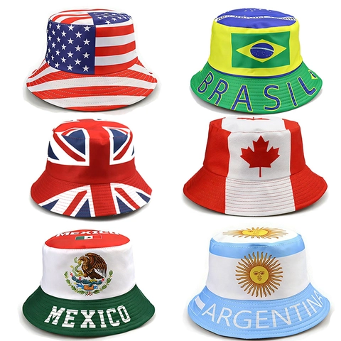 National Flag Bucket Hat Polyester Foldable Sun Protection Outdoor Travel Casual Sunshade Cap For Men Women