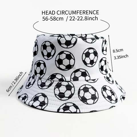 Chapeau Bob Imprimé Football Polyester Réversible Protection Solaire Pliable Pour Hommes Femmes
