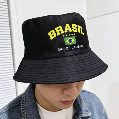 Brazil Flag Bucket Hat Polyester Sunshade World Cup Fan Souvenir Rio De Janeiro Printed Outdoor Summer Travel