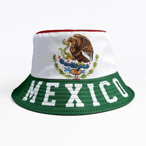 Mexico Vlag Vissershoed Omkeerbaar Polyester Nationaal Embleem Bedrukt Zonbescherming Zomer Voor Sportfans Unisex