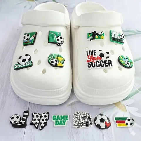 Fußball Schuhanhänger Für Clogs PVC Weichgummi DIY Sport Thema Dekorationen Für Sandalen Hausschuhe Abnehmbare Fußball Geschenke