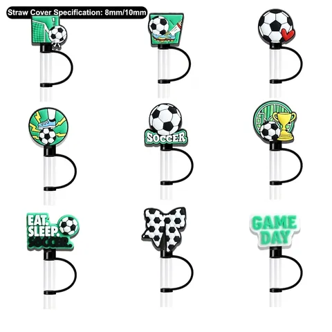 Fußball Strohhalm Abdeckung Silikon Staubdicht Schutzstecker Sport Thema Becher Zubehör Für Wiederverwendbare Strohhalme