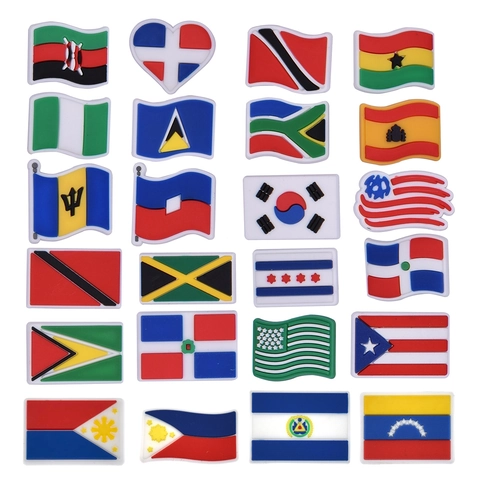 Nationalflagge Schuh Charms PVC Weichgummi DIY Dekorative Accessoires Für Clogs Sandalen Taschen Handyhüllen