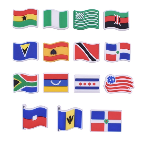 Nationalflagge Schuh Charms PVC Weichgummi DIY Dekorative Accessoires Für Clogs Sandalen Taschen Handyhüllen