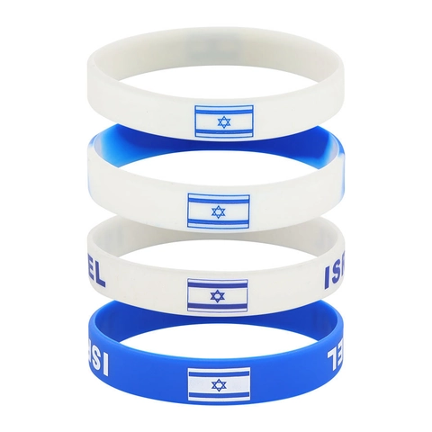 Braccialetto In Silicone Bandiera Israele Braccialetto Sportivo Elastico Souvenir Orgoglio Nazionale Per Fan Blu Bianco