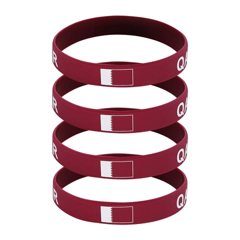 Qatar Flag Silicone Wristband Sport Bracelet Supporter Handband Souvenir Accessory For Fans Sporty Style Unisex