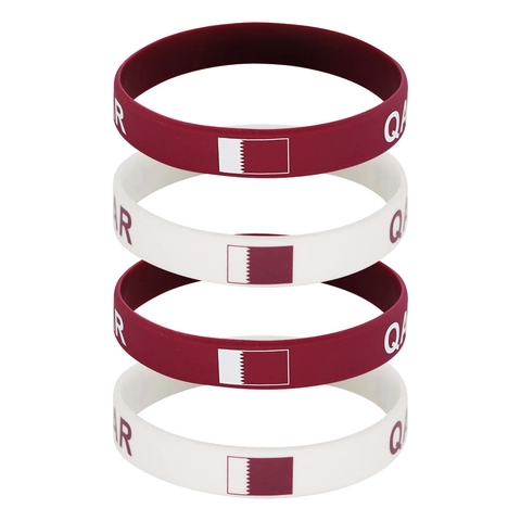 Qatar Flag Silicone Wristband Sport Bracelet Supporter Handband Souvenir Accessory For Fans Sporty Style Unisex