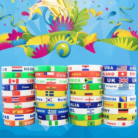 National Flag Silicone Bracelet Sports Fan Wristband Printed Country Name Souvenir Accessory