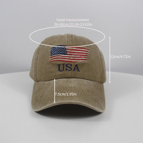 Baseball Cap Washed Cotton Distressed Vintage USA Flag Embroidery Adjustable Sun Hat Retro For Men Women
