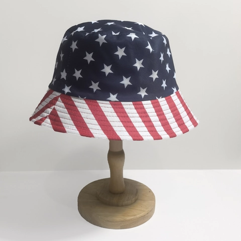 Amerikaanse Vlag Vissershoed Polyester Omkeerbaar Sterren Strepen Print Zonbescherming Outdoor Reizen Patriotische Stijl