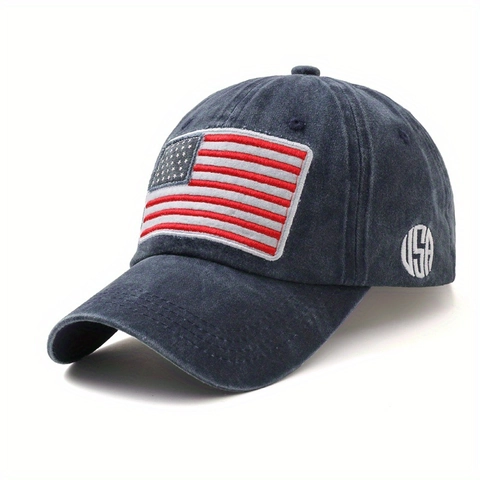 Gorra De Béisbol Bordada Bandera De EE. UU. Algodón Lavado Letras USA Retro Vintage Ajustable Sombrero De Sol Deporte