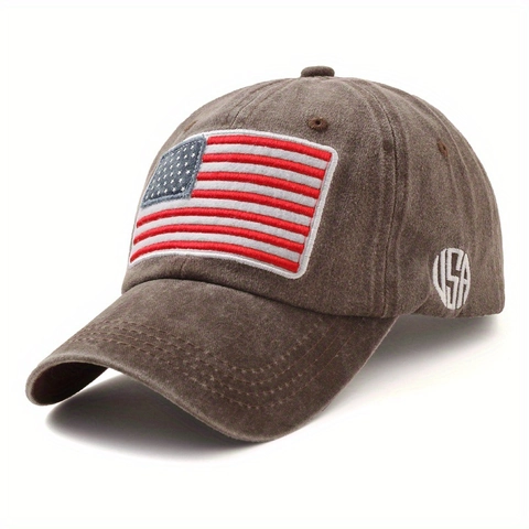 Gorra De Béisbol Bordada Bandera De EE. UU. Algodón Lavado Letras USA Retro Vintage Ajustable Sombrero De Sol Deporte