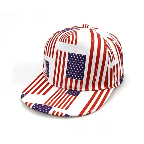 Gorra de Béisbol de Ala Plana con Impresión Digital Bandiera EE UU Moda Hip Hop Streetwear Snapback para Hombre Mujer