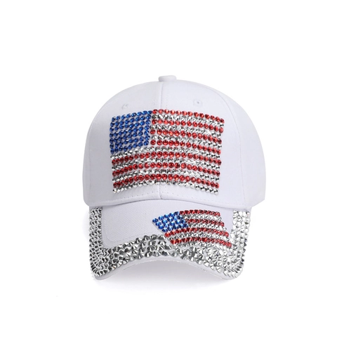 Cappellino Da Baseball Bandiera USA Strass Cotone Denim Regolabile Parasole Moda Cappello Per Donna Uomo