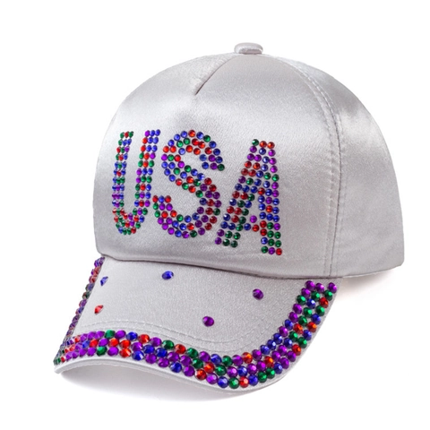 Berretto Da Baseball Donna In Raso Con Strass Decorazione Lettere Protezione Solare Regolabile Moda All'aperto