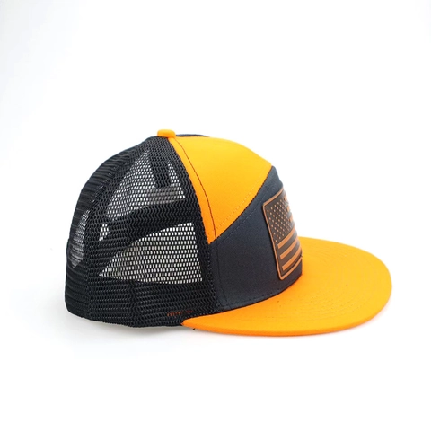 American Flag Leather Patch Trucker Hat Mesh Back Adjustable Outdoor Sunshade Baseball Cap For Men Women Marlin Fish Design