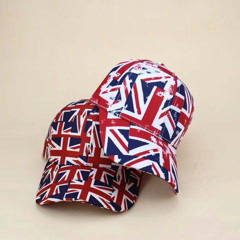 Baseball Cap Union Jack British Flag Digital Print Vintage Adjustable Sun Protection Outdoor Fashion Peak Hat For Adults