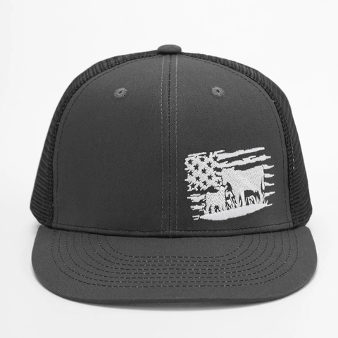 Gorra Trucker Rejilla Bordado Bandera Americana Ganado Snapback Ajustable Transpirable Estilo Western Béisbol