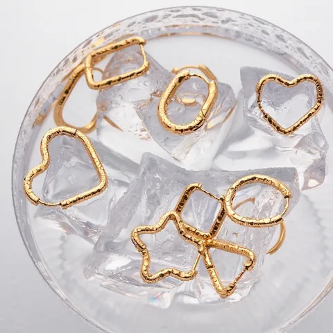 Pendientes Geométricos Acero Inoxidable Chapado En Oro 18K Corazón Estrella Oval Joyería Minimalista Para Mujeres