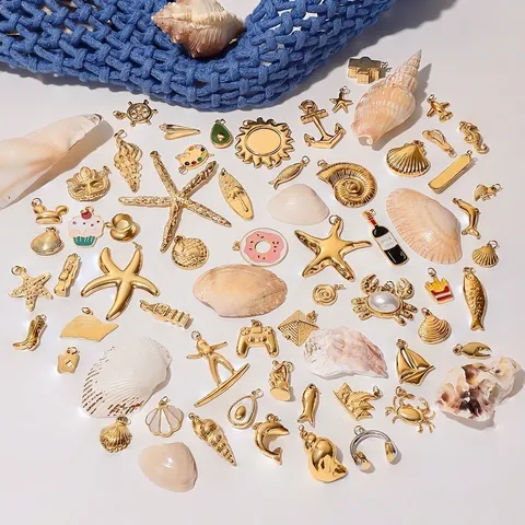 Ciondoli Pendenti In Acciaio Inossidabile Animale Marino Sirena Conchiglia DIY Gioielli Impermeabile Ipoallergenico Per Collana Bracciale