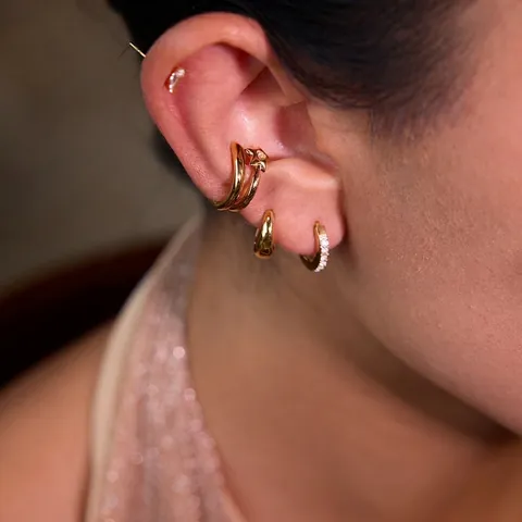 Roestvrijstalen Ster Oormanchetten Hoop Oorbellen Zirkoon Verguld Zonder Piercing Sieraden Minimalistische Mode Dames