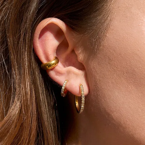 Stainless Steel Hoop Earrings With Cubic Zirconia Gold Plated Geometric Fashion Jewelry For Women Hypoallergenic