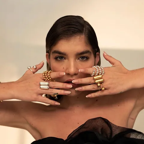 Roestvrijstalen Open Ring 18K Verguld Dubbel Capsule Geometrisch Minimalistisch Mode Sieraden Voor Dames Heren
