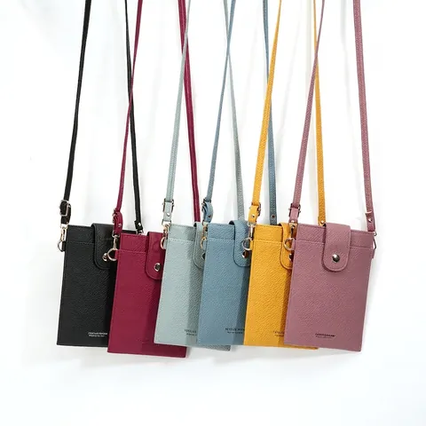 Bolso Bandolera Mini Para Teléfono Móvil Mujer Textura Lichi Cuero PU Ranuras Para Tarjetas Solapa Bolso Hombro