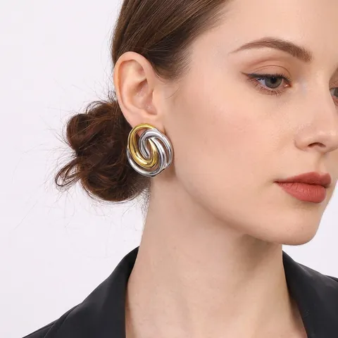 Vortex Twist Creolen Edelstahl 18K Vergoldet Geometrisch Hypoallergen Modeschmuck Für Damen