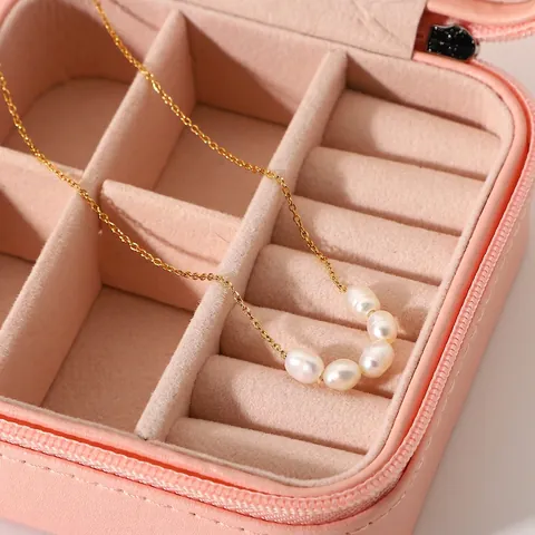 Zoetwaterparel Ketting Goud Verguld Roestvrij Staal Sleutelbeen Ketting Elegant Minimalistisch Sieraden Dames