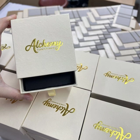Elegant Square Jewelry Box Paperboard Drawer Slide Gift Packaging For Necklace Ring Bracelet With Sponge Lining