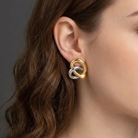 Pendientes De Botón Con Nudo De Corazón Acero Inoxidable Impermeable Hipoalergénico Geométrico Color Mixto Joyería Para Mujer