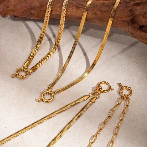 Collana In Acciaio Inossidabile Placcato Oro Catena Serpente Cubana Impermeabile Gioielli Vintage Donna