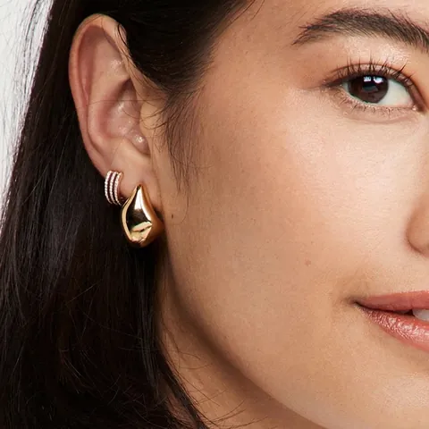 Pendientes De Gota Minimalistas Mujeres Acero Inoxidable Chapado En Oro 18K Pulido Espejo Diseño Gota De Agua