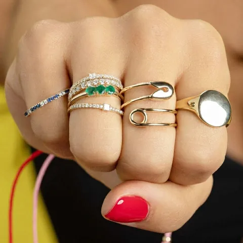 Fashion Safety Pin Ring Stainless Steel Adjustable Waterproof Hypoallergenic Punk Style Jewelry For Women