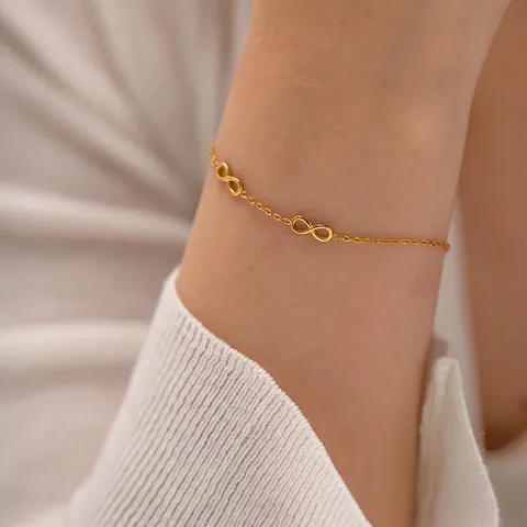Infinity Symbol Armband 18K Vergoldet Edelstahl Verstellbare Feine O-Kette Minimalistischer Trendiger Schmuck Für Frauen