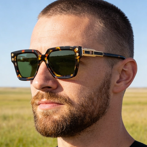 Men Polarized Square Sunglasses UV400 Protection PC Frame TAC Lens Retro Fashion Outdoor Driving Shades For Men