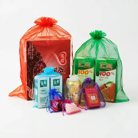 Small Organza Gift Bags Drawstring Mesh Pouches For Jewelry Packaging Wedding Party Favor Candy Storage Various Colors