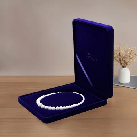 Boîte Cadeau Bijoux Collier Velours Coeur Rond Ovale Künstliche Perle Étui Rangement Support Affichage Flip Open Élégant Luxe