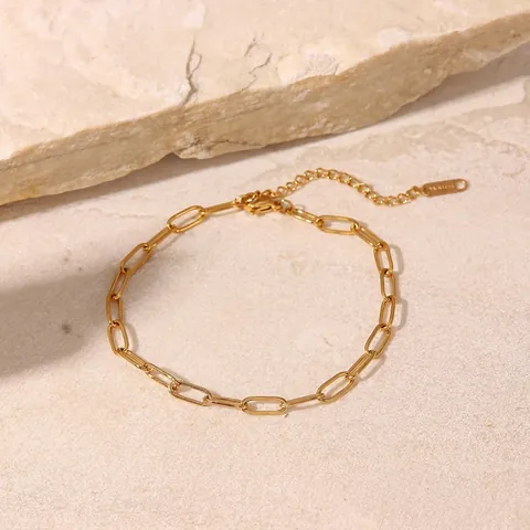 Cavigliera A Catena Paperclip Placcata Oro 18K Acciaio Al Titanio Minimalista Geometrica Gioielli Regolabili Per Donna