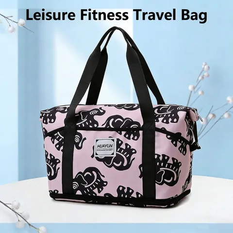 Große Kapazität Oxford Tuch Reisetasche Mit Elefanten Druck Erweiterbare Trocken Nass Trennung Fitness Gym Handtasche