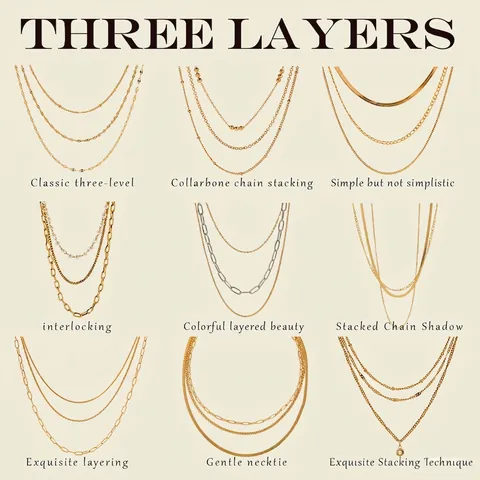 Meerlaagse Stapelbare Ketting Roestvrij Staal Waterdicht Hypoallergeen Mode-Sieraden Geometrische Ketting Dames