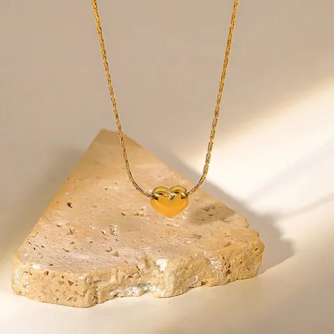Hart Hanger Ketting 18K Verguld Roestvrij Staal Eenvoudige Gepolijste Gladde Minimalistische Sieraden Cadeau Voor Vrouwen