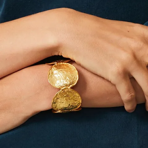 Brazalete Abierto De Acero Inoxidable Martillado Impermeable Hipoalergénico Joyería Minimalista Retro Para Mujer