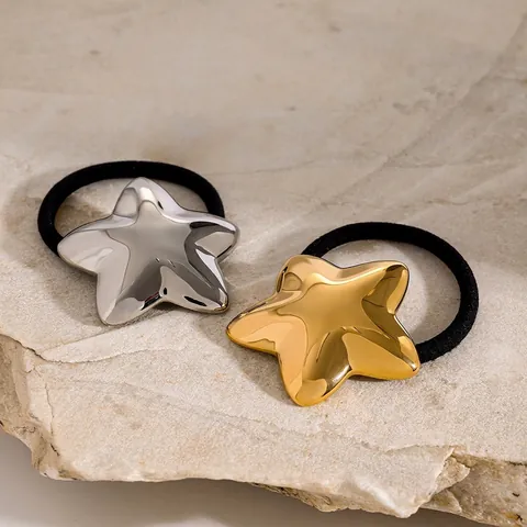 Star Hair Ties Stainless Steel Metallic Star Elastic Hair Bands Ponytail Holder Minimalist Fashion For Women